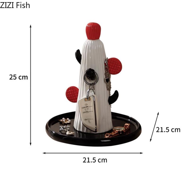 

Cactus Shaped Storage Tray Creative Living Room Tabletop Decoration Ceramic Key Jewelry Storage Ornaments Home Storage Tools