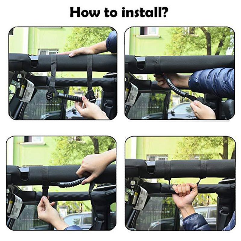 1PC Car Grab Handle For Jeep Wrangler YJ TJ JK JL JKU 1987-2018 Grip Bar Pulling Tab Auto Interior Safety Handrail Accessories