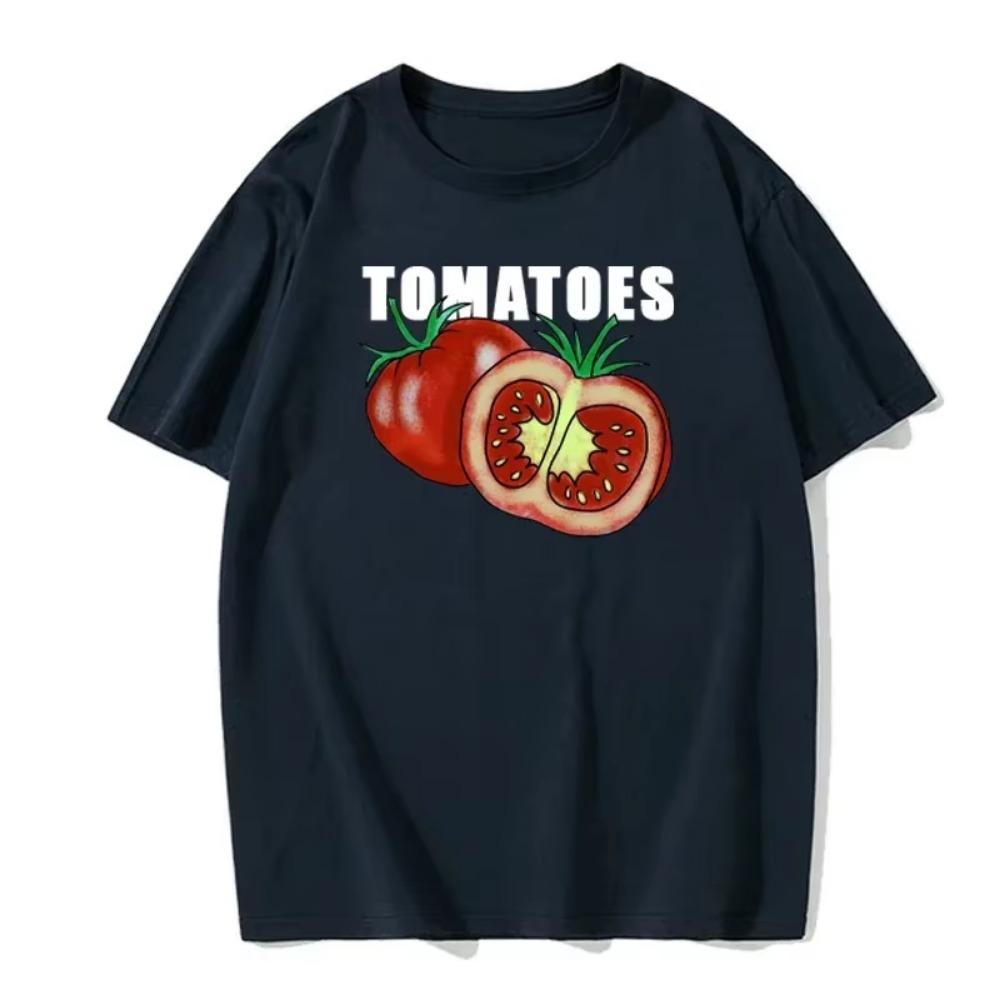 Summer Fashion Tomato Retro Men's English Letter Round Neck High Quality Casual Fitness Street European Size T-Shirt