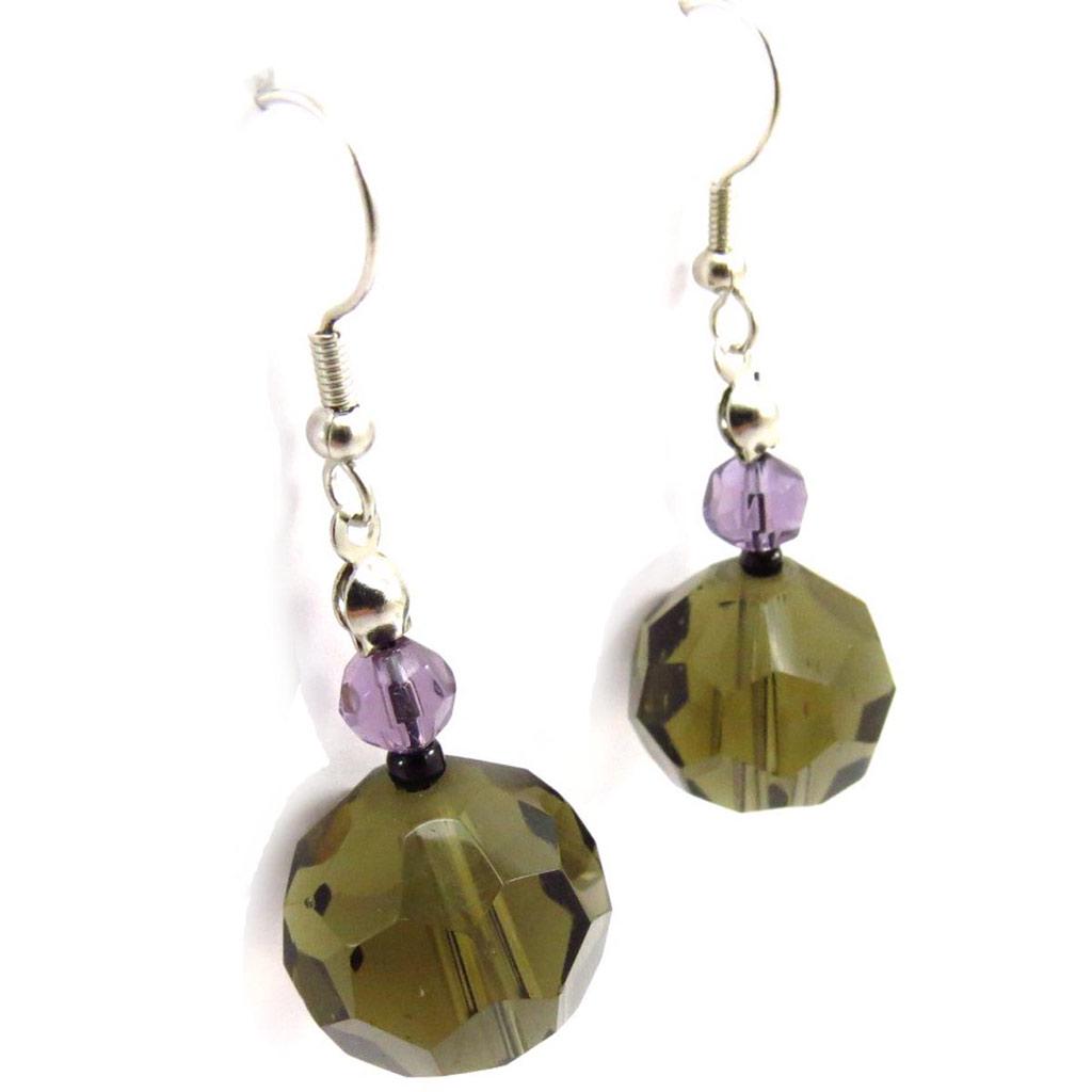 Les Trésors De Lily [J6745] - Boucles Créateur 'Mineralia' taupe violet
