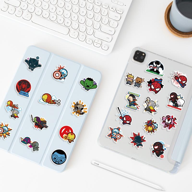 50pcs Cute Disney Marvel Movie Avengers Heroes Assemble Stickers Waterproof Phone Laptop Luggage Guitar Notebook Decal Sticker