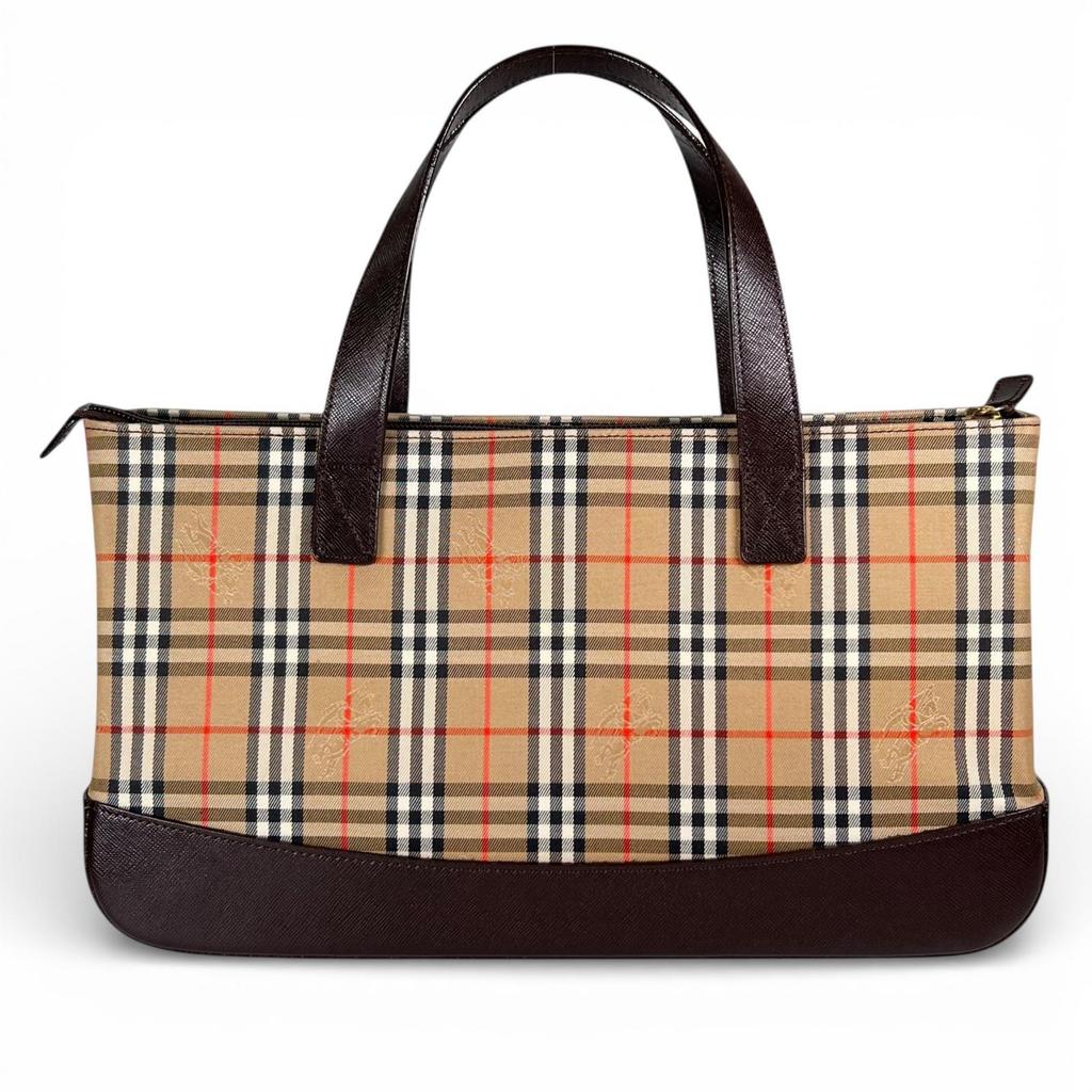 Pristine BURBERRY Handbag Nova Check Brown leather Women Used