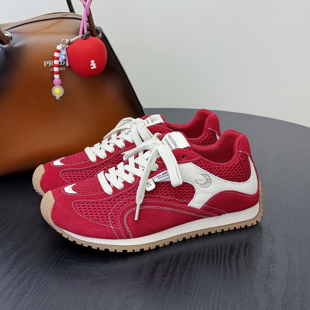 Leather Mesh Forrest Gump Shoes Women's 2025 Autumn New Korean Version Breathable Feet Small Versatile Non-slip Sports and Leisure Shoes