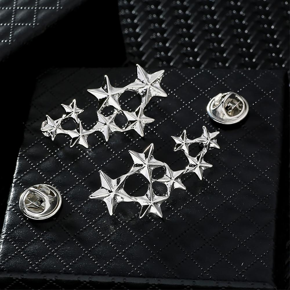 1 Pair Retro Collar Brooches Tree Leaf Wolf Rhinestone Fashion Lapel Pin For Men Women Shirts Suits Clothes Decor Jewelry Gift