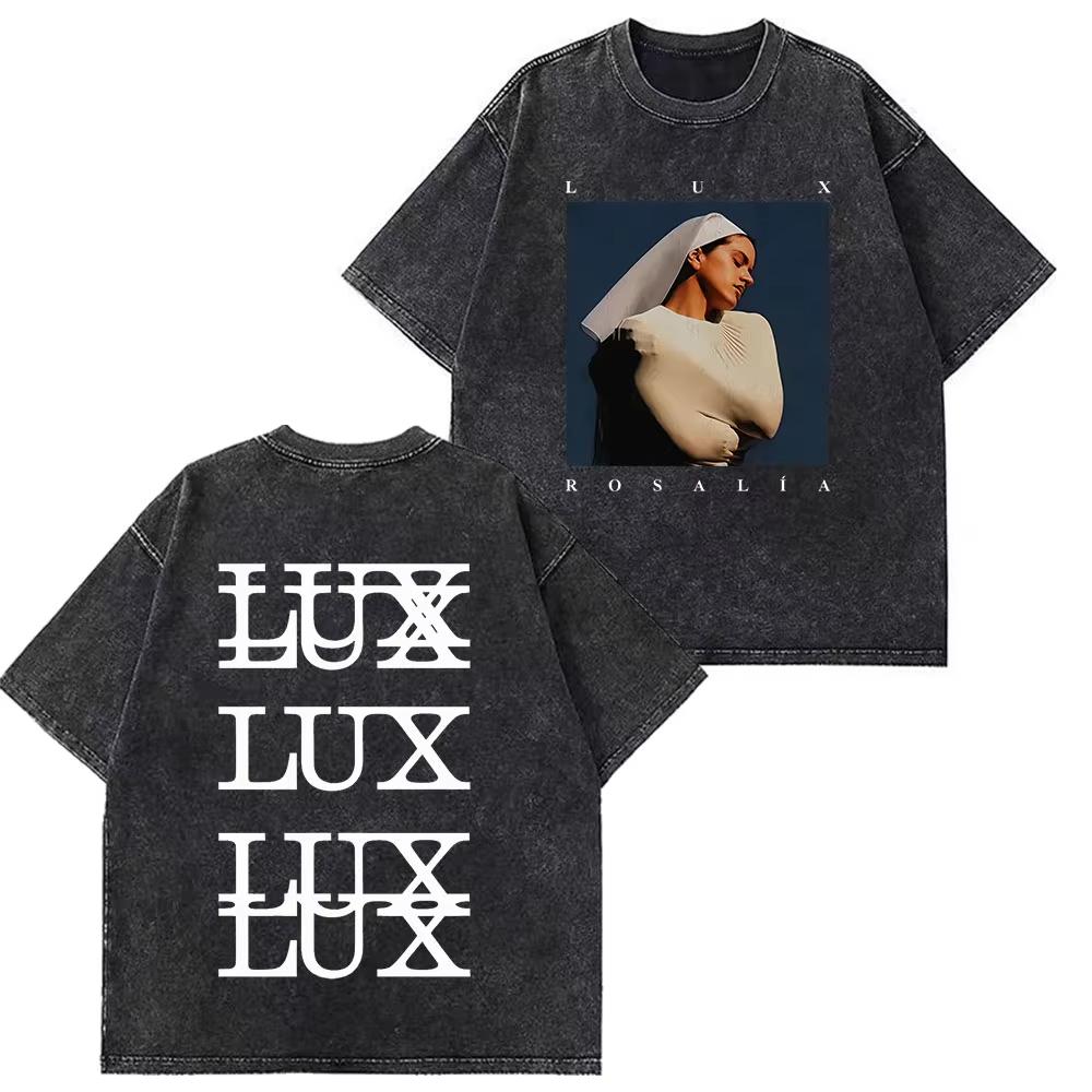 Rosala LUX TRACKLIST TEE Album Tour Vintage Washed Tshirt Men Women Short Sleeve Cotton Aesthetic Tshirts Casual Tshirts