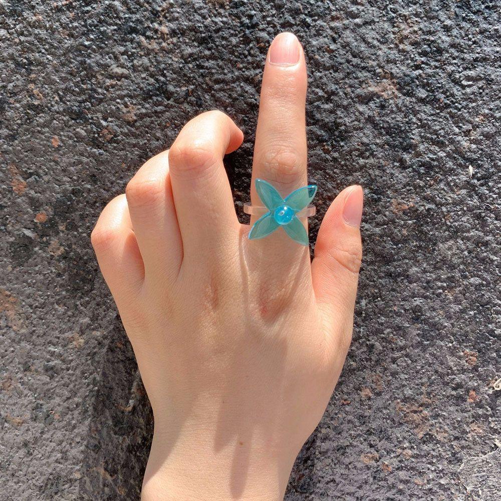 Transparent Resin Acrylic Flower Geometric Fashion Accessories Open Finger Ring Ring Joint Ring
