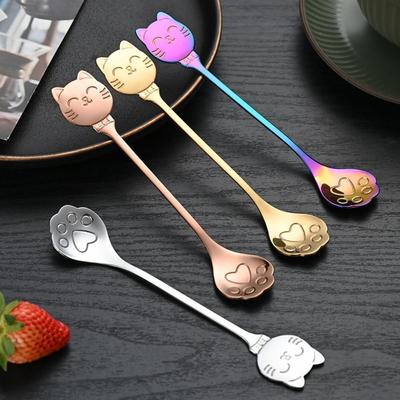 Stainless Steel Coffee Spoon Paw Design Stirring Spoon Cute Ice Cream Spoon  Tableware