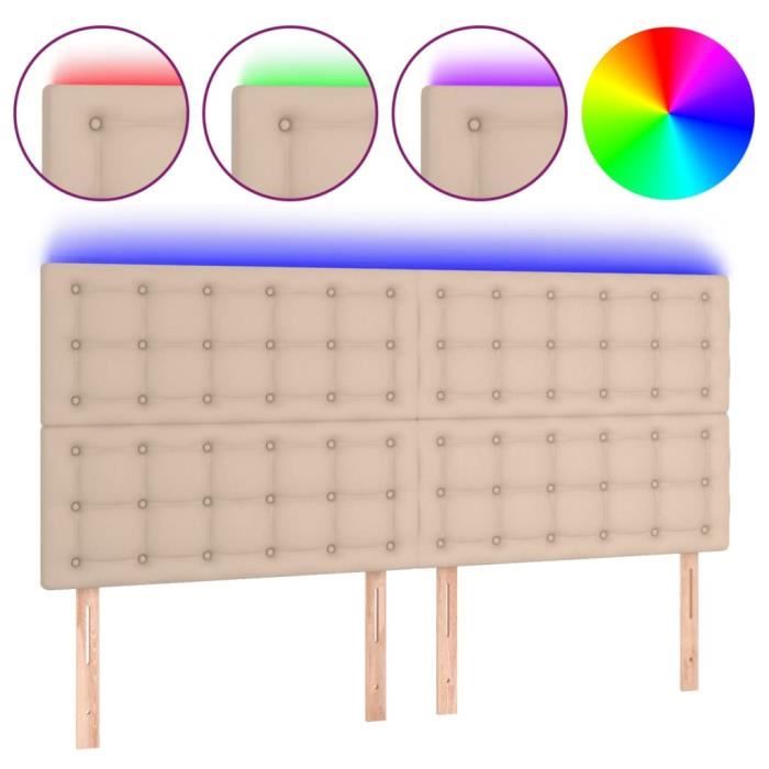 3122525 vidaXL Tête de lit à LED Cappuccino 160x5x118-128 cm Similicuir