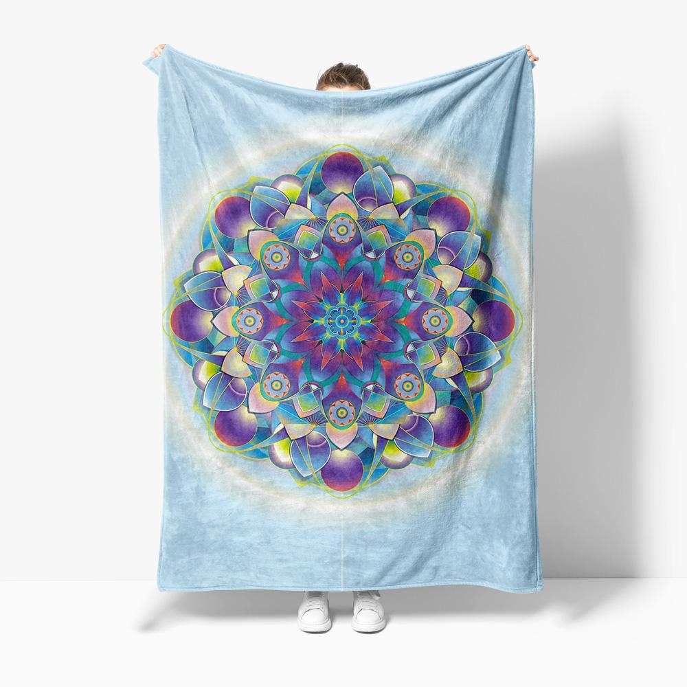 

Rainbow Mandala pattern Flannel printed blanket suitable for all seasons suitable for living room office sofa and travel 75x100cm