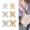 X Shaped Simple Silk Scarf Buckle Cross Hollow Scarves Clip Blouse Clasp Wrap Hoder for T-Shirt Neckerchief Shawl