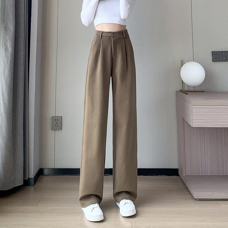 

Зимние толстые свободные повседневные женские широкие брюки чистого цвета шикарные пуговицы прямые узкие модные женские брюки черные абрикосовые XXL дубильная кора