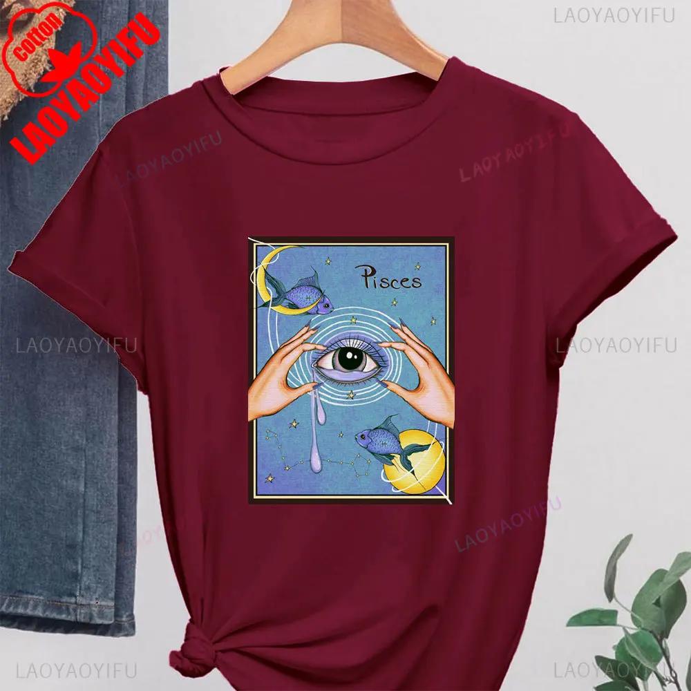 2025 Pisces Womens Shirt Zodiac High Quality Pisces Tshirt Gift Fashion Casual Zodiac Astrology Pisces Birthday Gift Tee Tops