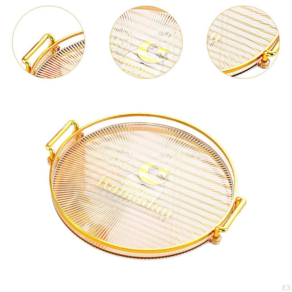 Breakfast Platter Decorative Round Serving Tray with Handle Jewelry Storage Vanity for