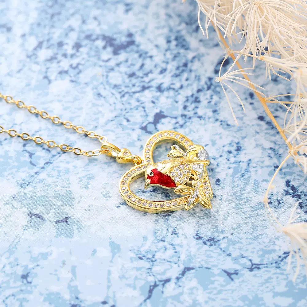 Элегантное женское колье-подвеска Huiyu в форме сердца с птицей