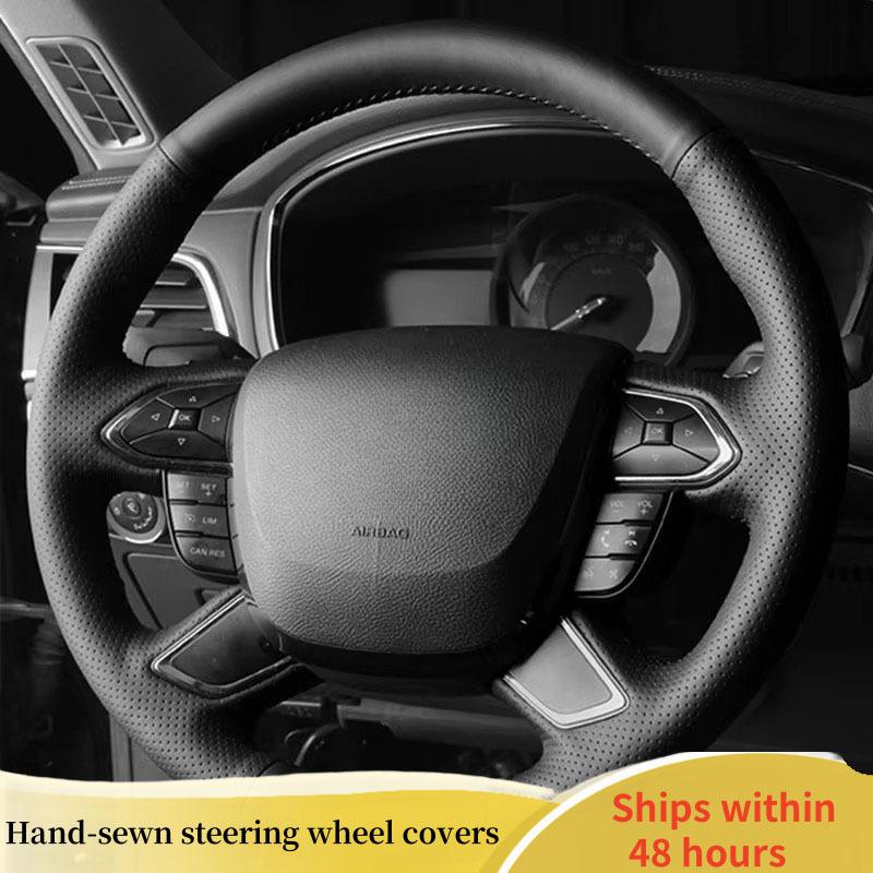 

Car Steering Wheel Cover Leather For Ford Taurus 2015 2016 2017 2018 Steering Wheel Braid Car Accessory Beige Thread