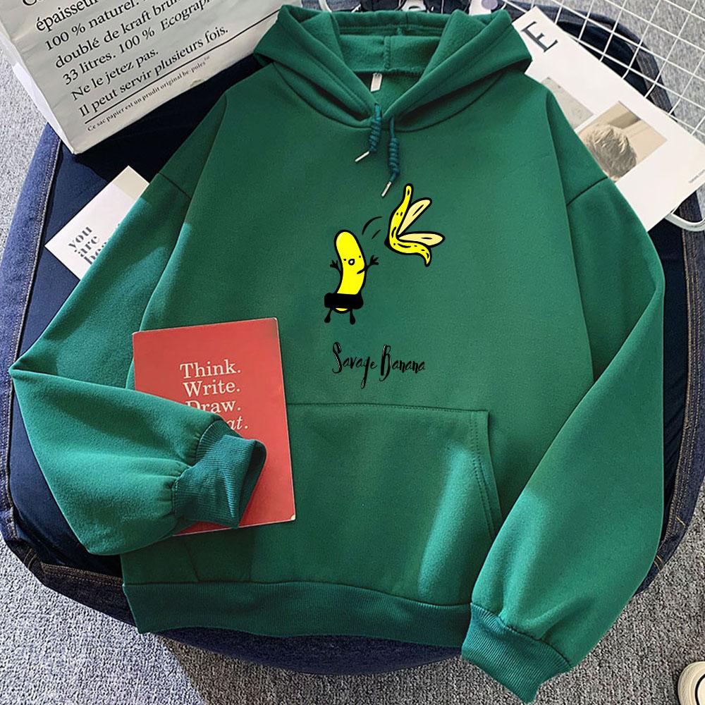 Naked Banana Fun Print Anime Hoodies Round Neck Long Sleeve Women Trendy High Street Original Design Sense Couples Sweatshirts