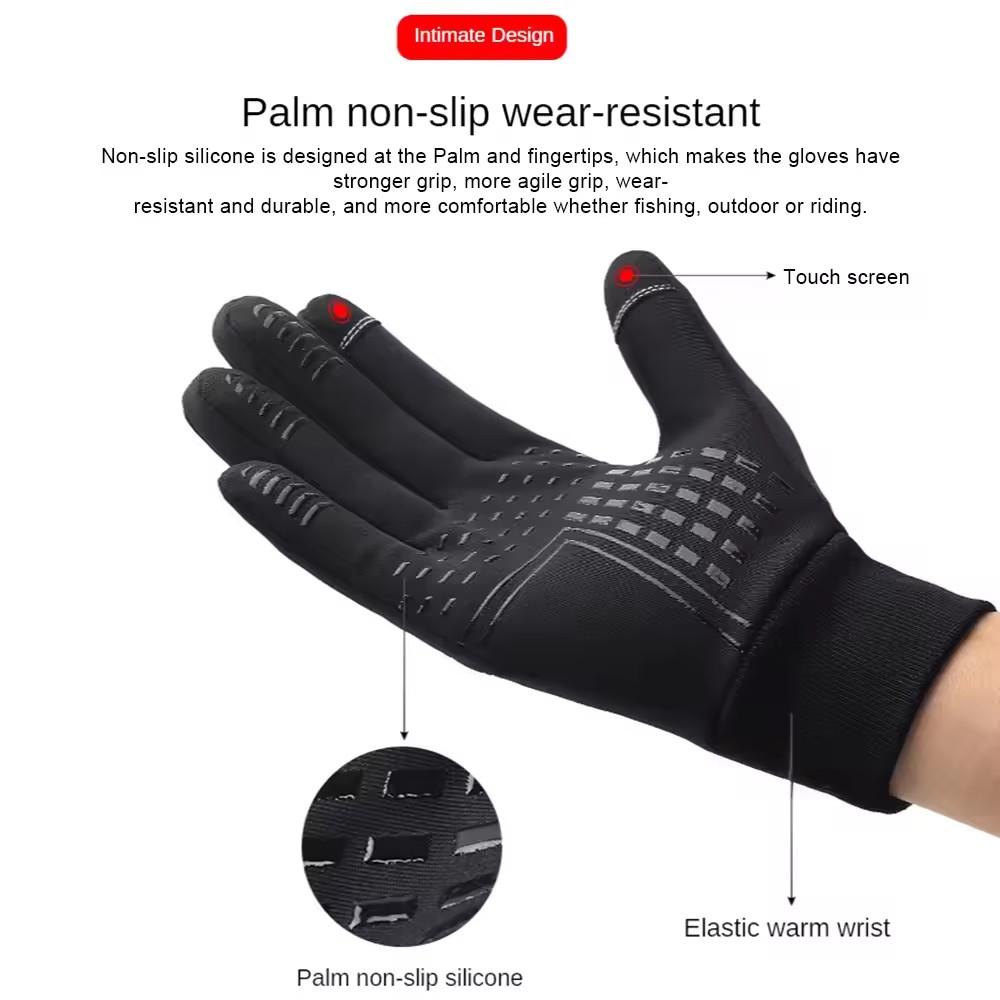 Skiing and Climbing Thick Warm Gloves for Men Silicone Anti Slip Waterproof Gloves Work Commuting Cycling Warm Gloves