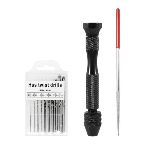 LIANHATA Hand Drill and Pin Vise Set, 12-Piece Set with 0.8-3mm Blades, Precision Hand Drill, Quiet Manual Drill, Small Drilling Tool for DIY Resin Dr