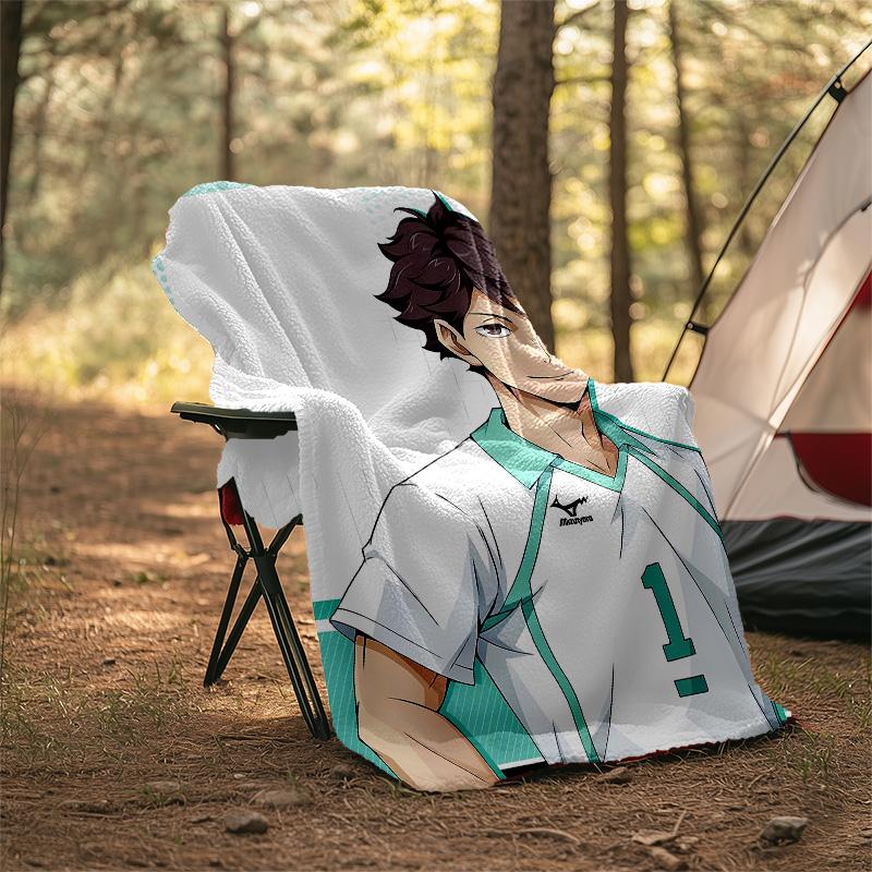 1pc Oikawa Tooru2 Theme Blanket - Digital Print, Polyester, Cozy for All Seasons, Perfect for Outdoor, Camping, and Travel