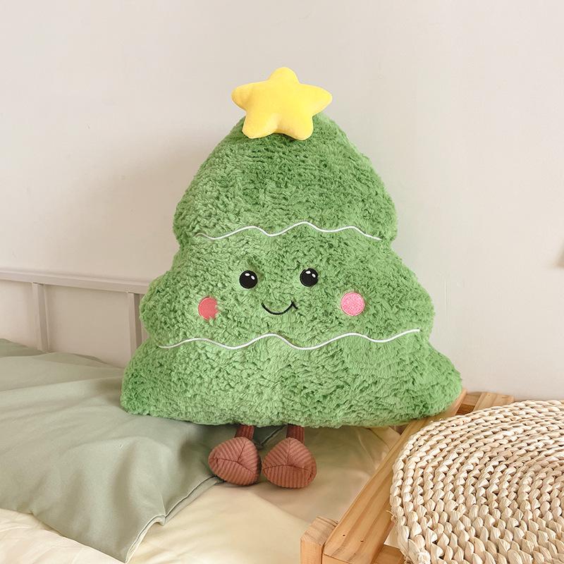 Gingerbread Man Pillow & Christmas Tree Cushion Set - Festive Holiday Decoration Gift for Kids