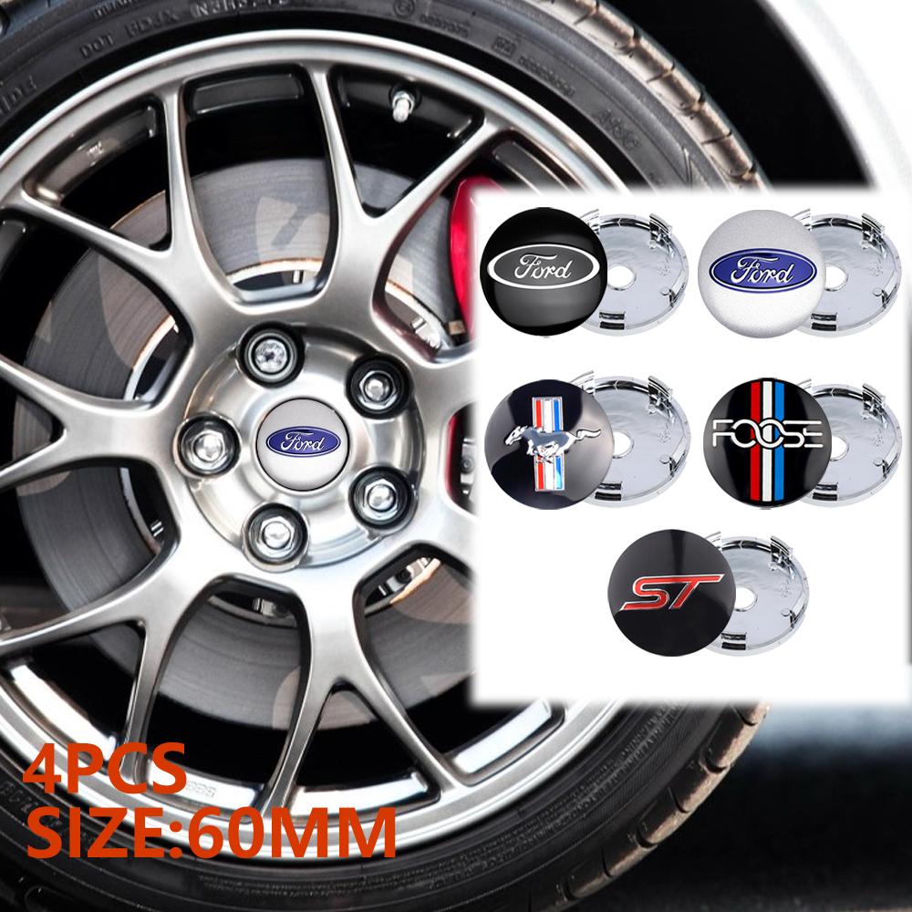 WEHO2 4PCS 60mm Car Wheel Center Hub Caps Rim Badge Cover For Ford Mustang Focus MK7 Mondeo Mk4 Fusion Kuga Transit Escape Accessories