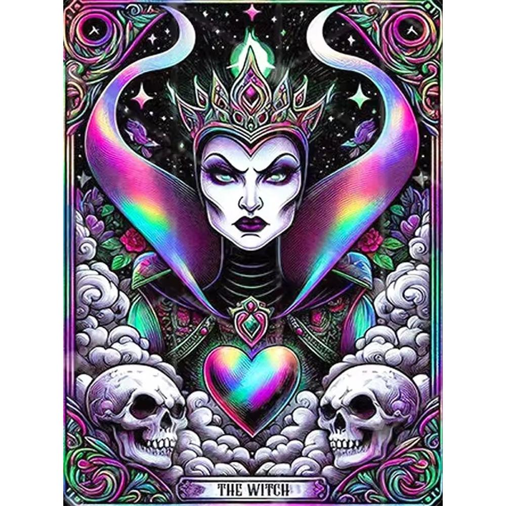 

Disney 5D DIY Diamond Painting Evil Queen Illustration Full Round Diamond Mosaic Cartoon Cross Embroidery Art Painting Home Decor Round 20x30cm