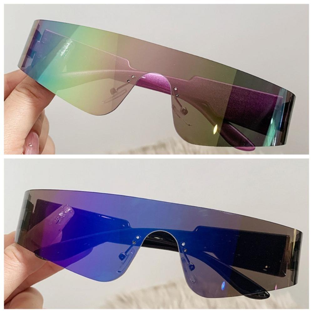 2 PCS Rimless One-pieces Women Sunglasses Men Fashion Y2k Mirror Shades Eyewear Ins Popular Brand Design UV400 Sun Glasses