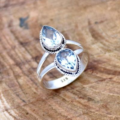 Blue Topaz Ring, 925 Sterling Silver, Handmade Ring, Designer Ring, Statement Ring, Bohemian Ring, Wedding Gift