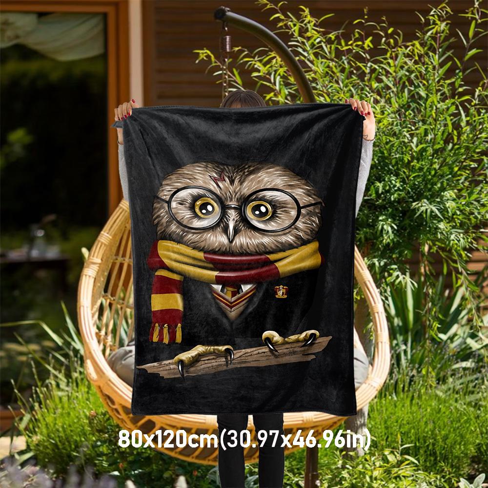 1pc Hogwarts Harry Potter Owl Outdoor Flannel Throw Blanket All Season Soft Warmth,Home Decor 1031174