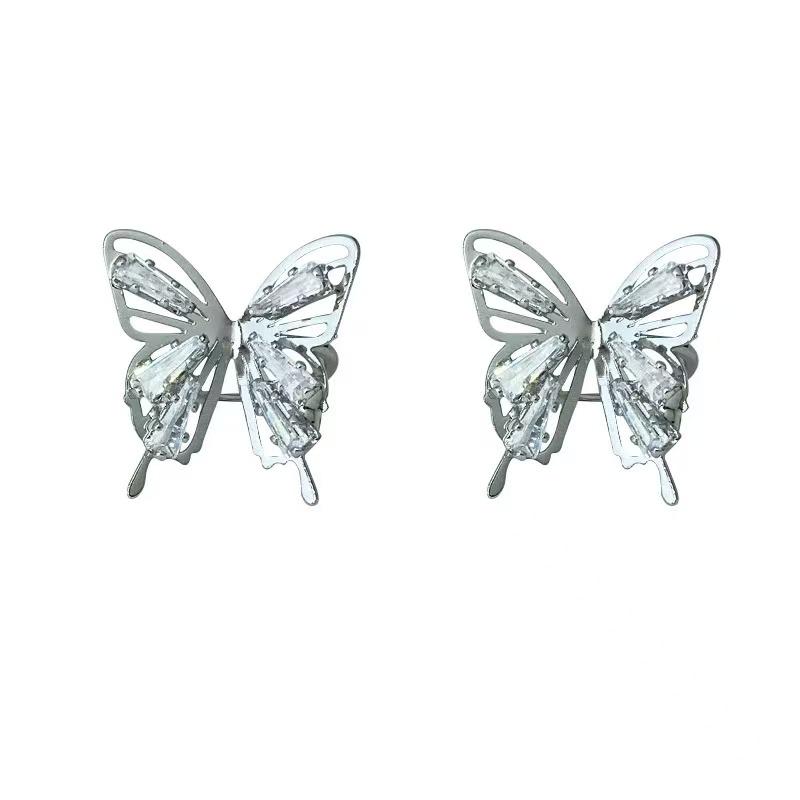 New 925 Sterling Silver Butterfly Earrings Personality Charm Simple Women Earrings Birthday Gift for Friends Exquisite Jewelry