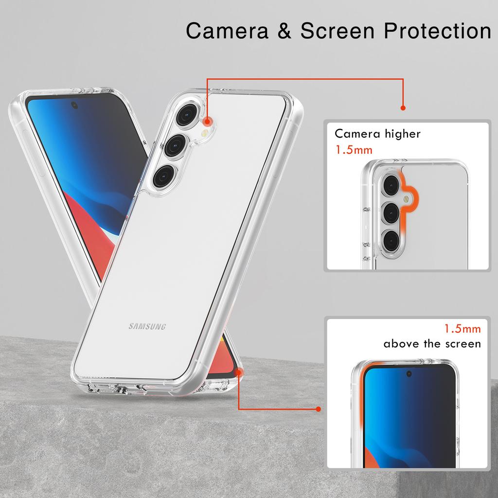 For Samsung Galaxy S24 FE Case PC+TPU Shockproof Clear Phone Cover