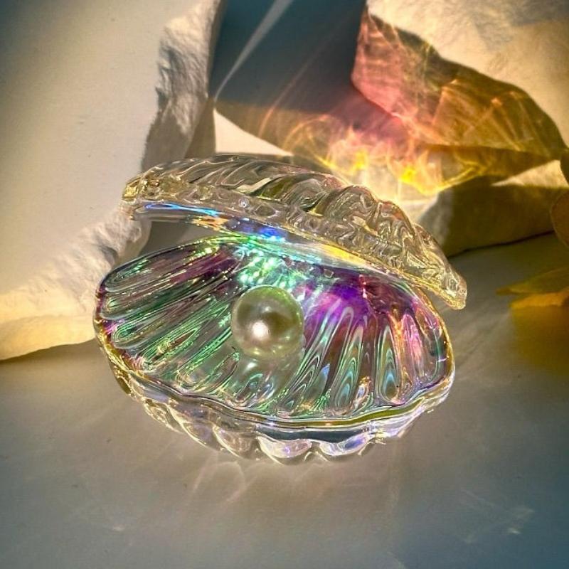 Shell Pearl Figurine Miniature Colorful Glass Sculptures Modern Art Tabletop Figurines Creative Living Room Decoration Ornaments