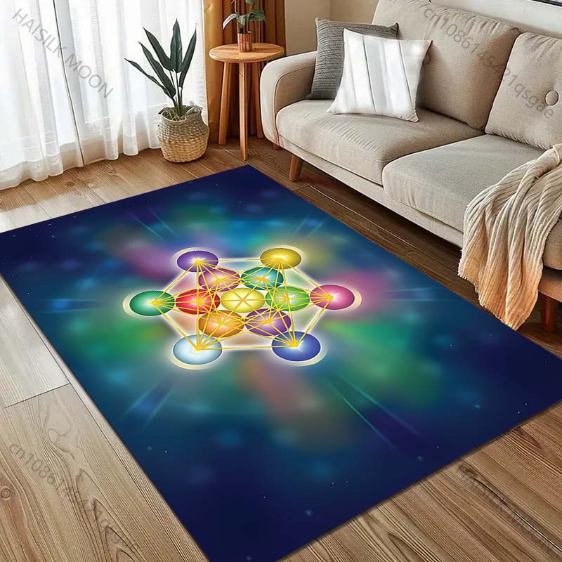Occult Metatron's Cube Print Carpet Rug for Living Room Bedroom Sofa Doormat Decor Kids Play Home Area Rug Non-slip Floor Mat