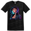 Neon Cyberpunk Girl Gothic T Shirt Edgy Female Portrait Leather Jacket Art Tee