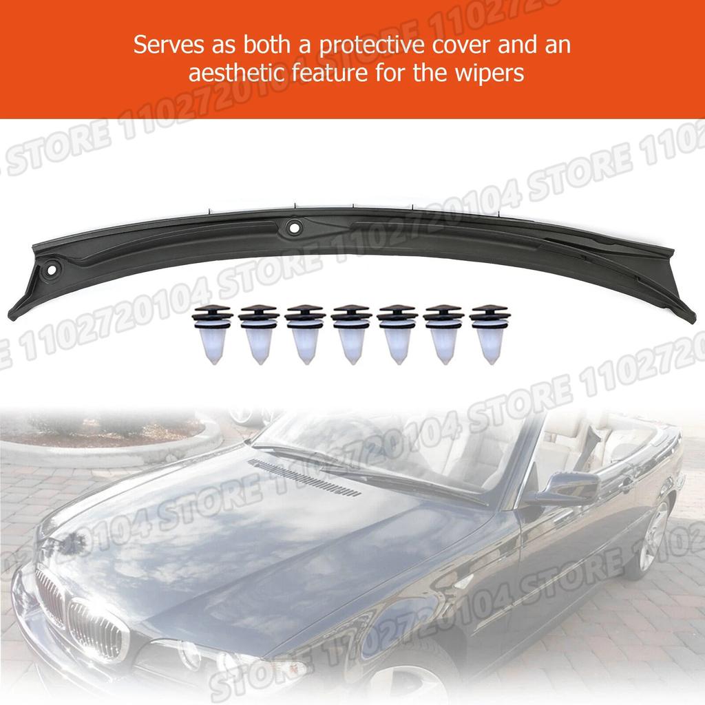 For BMW 1998-2006 E46 4 Door Sedan 320i 323i 325i 328i 330i M3 Windshield Wiper Cowl Panel Cover With Fixed Hook LHD 51718208483
