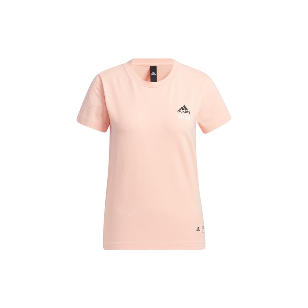Adidas China Tee W 2 Panda Print Round Neck Sports Short Sleeve T-Shirt Women Tops Bright-Pink GP1851