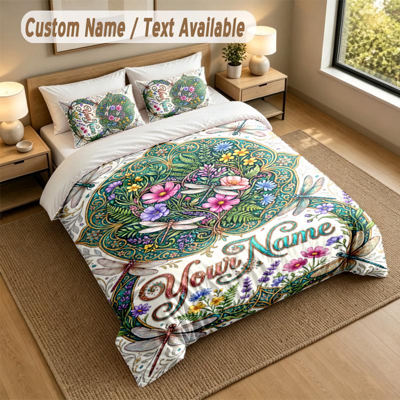 Dragon Phoenix Theme Personalized 3Pcs Bedding Set Custom Text & Name 1 Sheet 2 Pillowcases Household Bedding 1pc