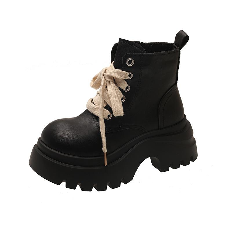 Platform Martin boots women's 2025 new autumn low tube platform thick heel Maillard British style fashion versatile short boots