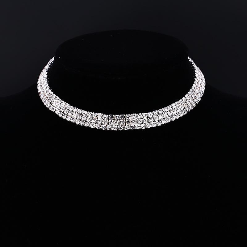 Fashion Jewelry Full Diamond Rhinestone Multi-layer Multi-row Collar Bridal Crystal Collar Short Collar Necklace