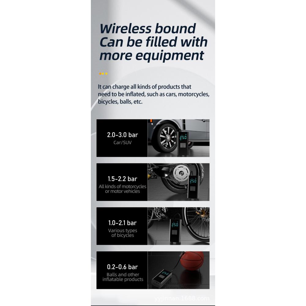Bezprzewodowa pompka powietrza do samochodu przenośna do samochodu pojazdu terenowego pojazdu elektrycznego roweru pompka do opon