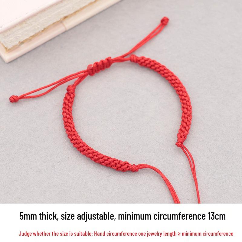 Handmade Braided Corn Knot Bracelet with Beaded Peace Buckle - Unisex Red Rope Design for Couples