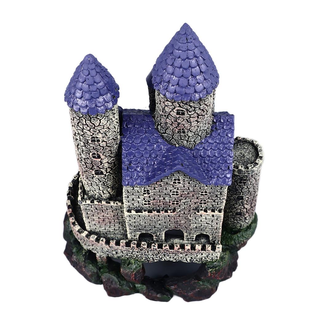 Aquarium Castle Decoration Simulated Resin Hideout Cave Fish Tank House Ornament for Freshwater Saltwater
