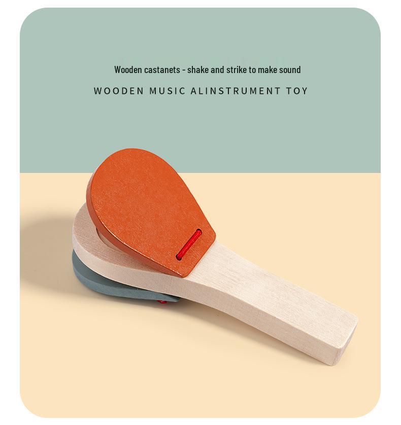 Orff Wooden Baby Rattle Bell - Infant Early Education & Soothing Crib Toy