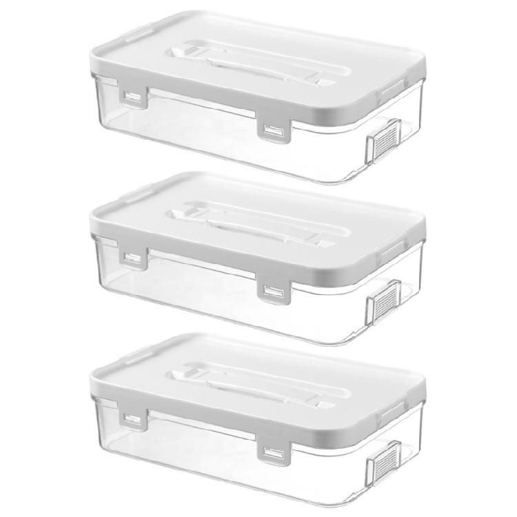 

Pack of 3 Durable Clear Storage Boxes Featuring Easy Carry Handles and Tight Fitting Lids Suitable for Various Household Needs 1