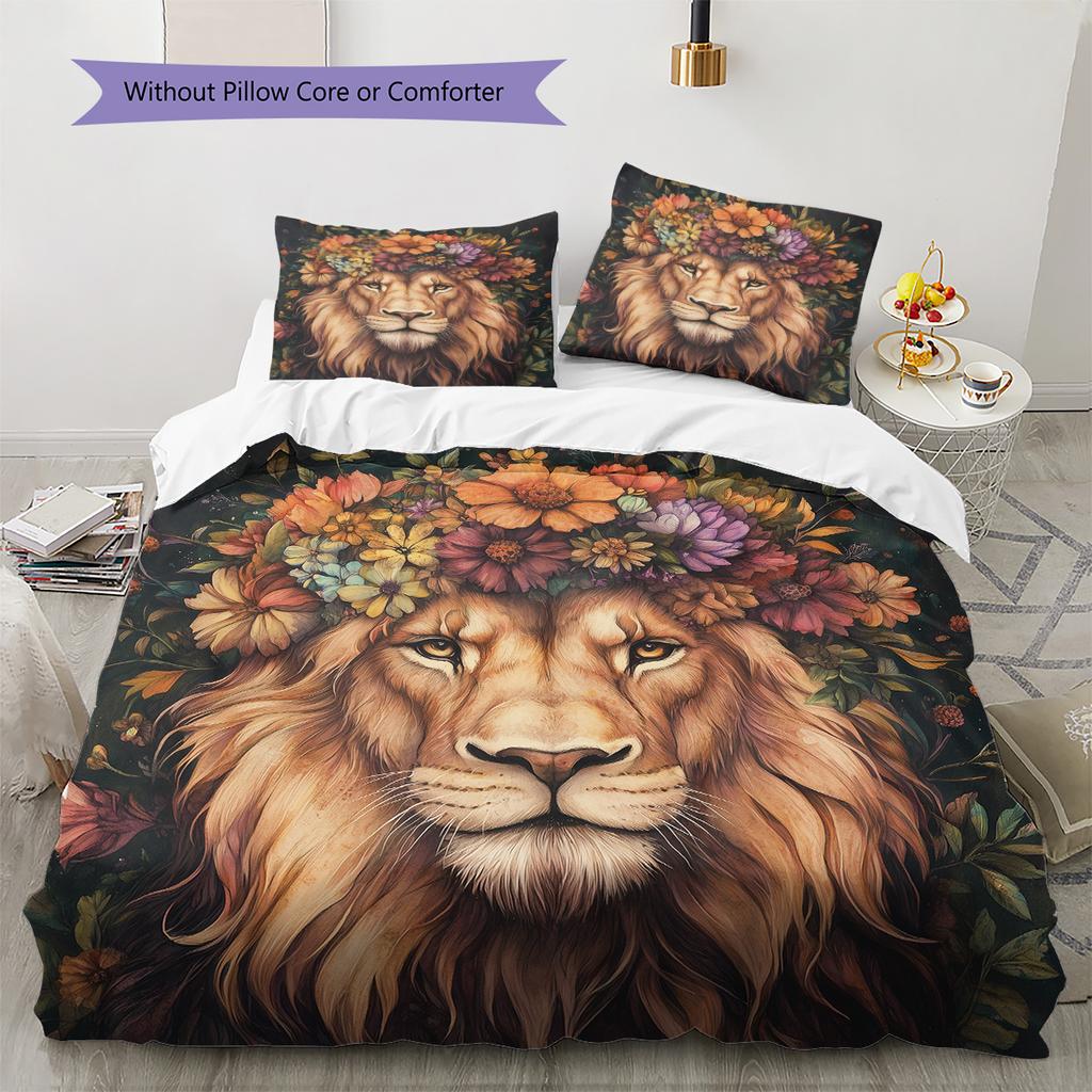 Vintage Animal Pattern Bedding Quilt Set Quilt Cover Pillowcase Home Decoration Gift (1 * Duvet Cover + 2 * Pillowcase, Without Core)