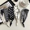 Magnetic Buckle Silk Scarf Women's New Pearl Necklace Light Luxury High-end Fashion All-match Scarf Polka Dot Silk Scarf