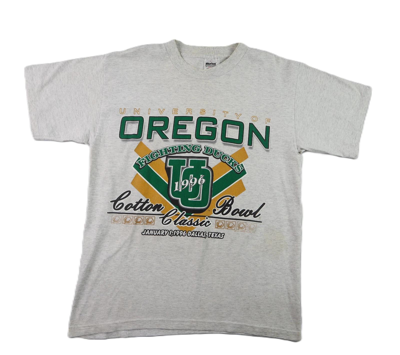 Vtg 90s NCAA USA L Fighting Oregon Ducks 1996 Cotton Bowl Classic Bowl T Shirt XL