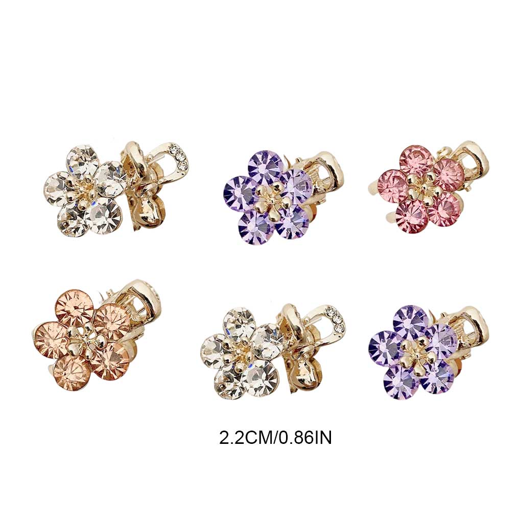 Catch Clip New Crystal Flower Sweet Korean Hairpin Mini Small Crystal Ins Hair Claw Bang Leisure Casual Party Outdoor