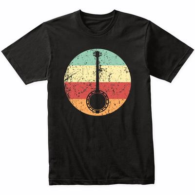 Banjo Silhouette Retro Music Musician Musical Instrument T-Shirt - Retro Colors