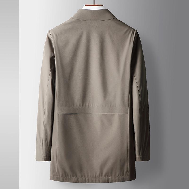 Spring and Autumn Solid Color Lapel Top Middle-aged and Young Light Luxury Business Single-breasted Casual Trench Coat